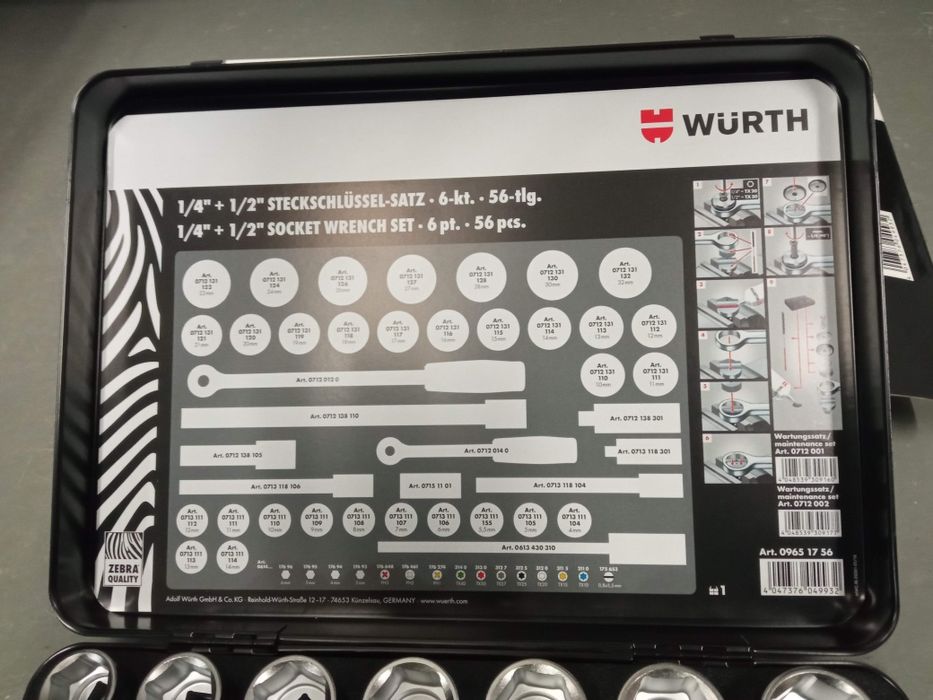 Zestaw kluczy Wurth 1/2" + 1/4" 56 elementów _ nowy _ wysyłka