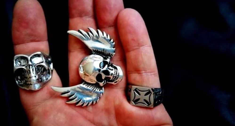 Sygnet stalowy pierścień krzyż maltański motocyklowy chopper Harley