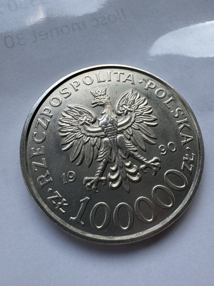 Moneta Solidarność 100.000 rok 1990
