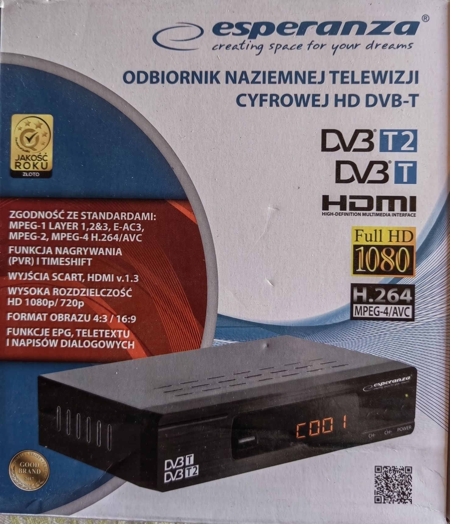 Zestaw TV. Dekoder tuner dvbt2 i antena nowe