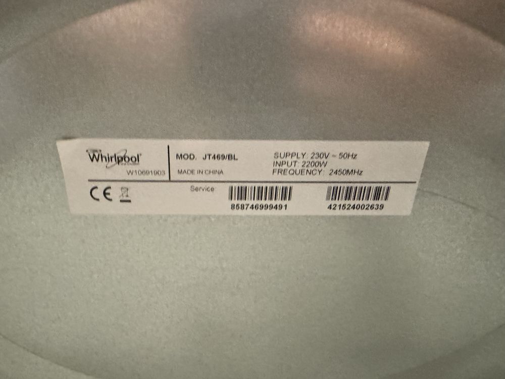 Kuchenka mikrofalowa WHIRLPOOL JT 469 BL