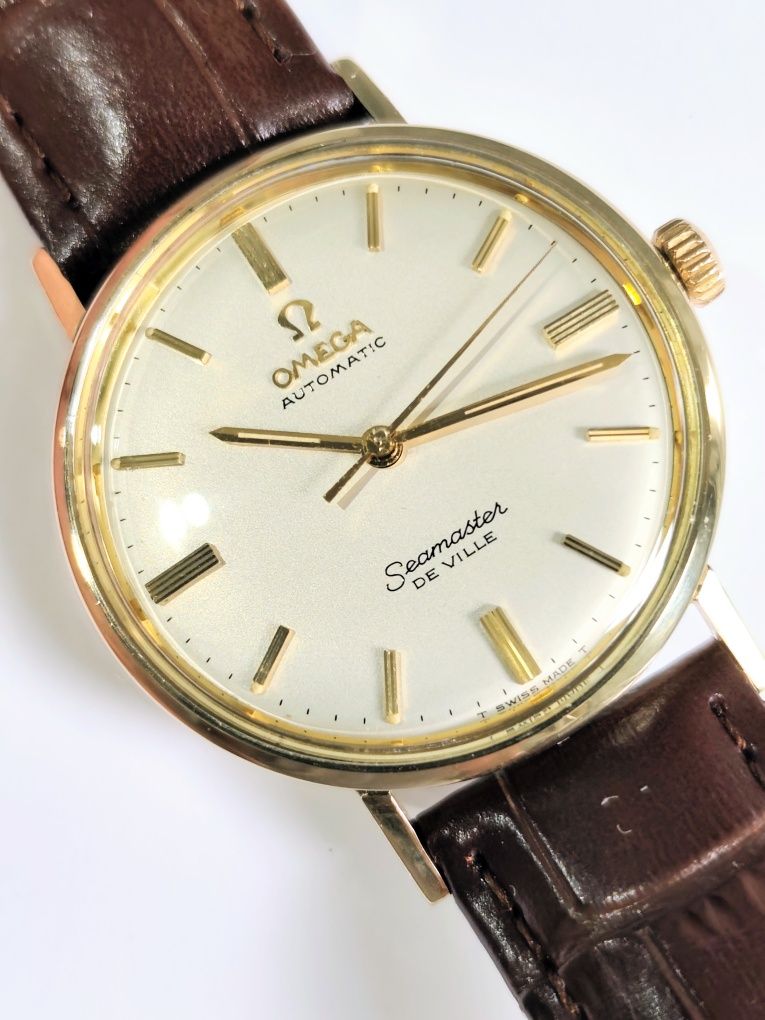 Oryginalny złoty 14 karatowy zegarek Omega Seamaster De Ville