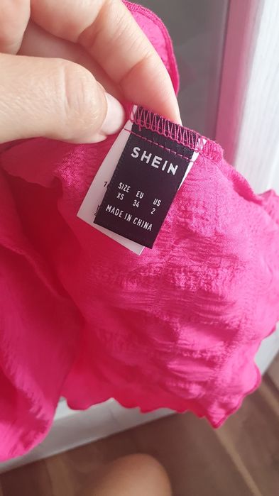 Sukienka shein r.xs/s różowa bufki romantyczna