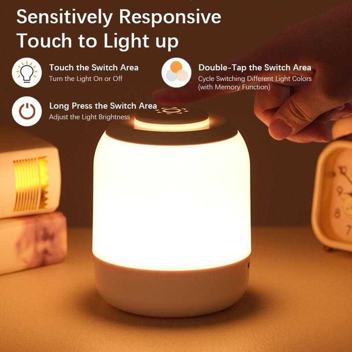 Лампа с аккумулятором 2400 mAh, настольная LED лампа, димер, ночник