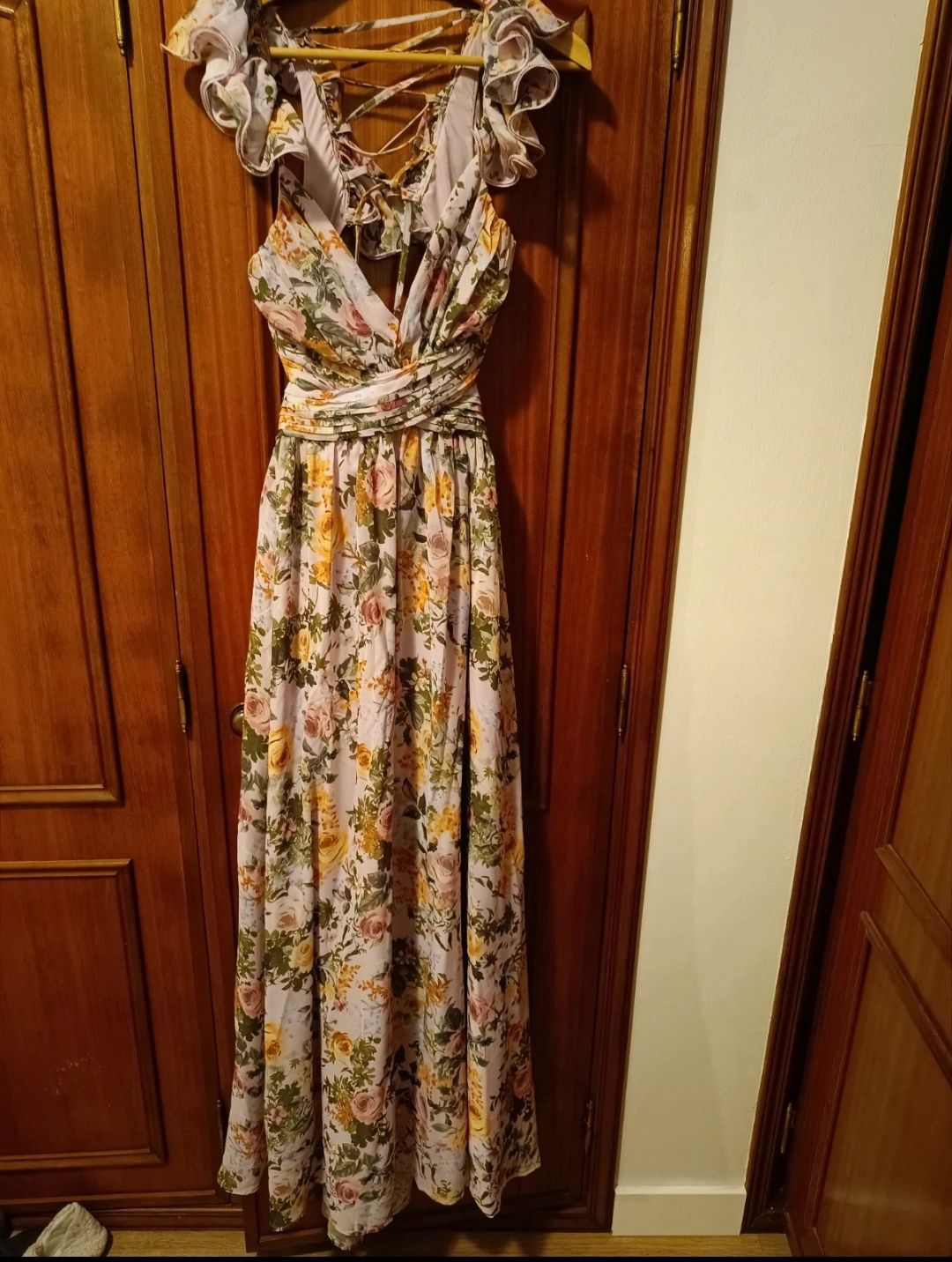 Vestido de cerimónia padrão floral