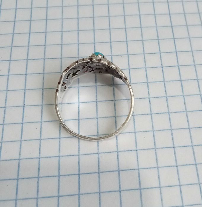 Перстень кольцо з каменем бірюза. Срібло 925 проба. Розмір 19,5