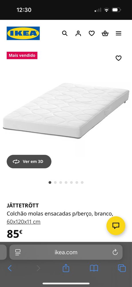 Berço (cama de grades) com colchão