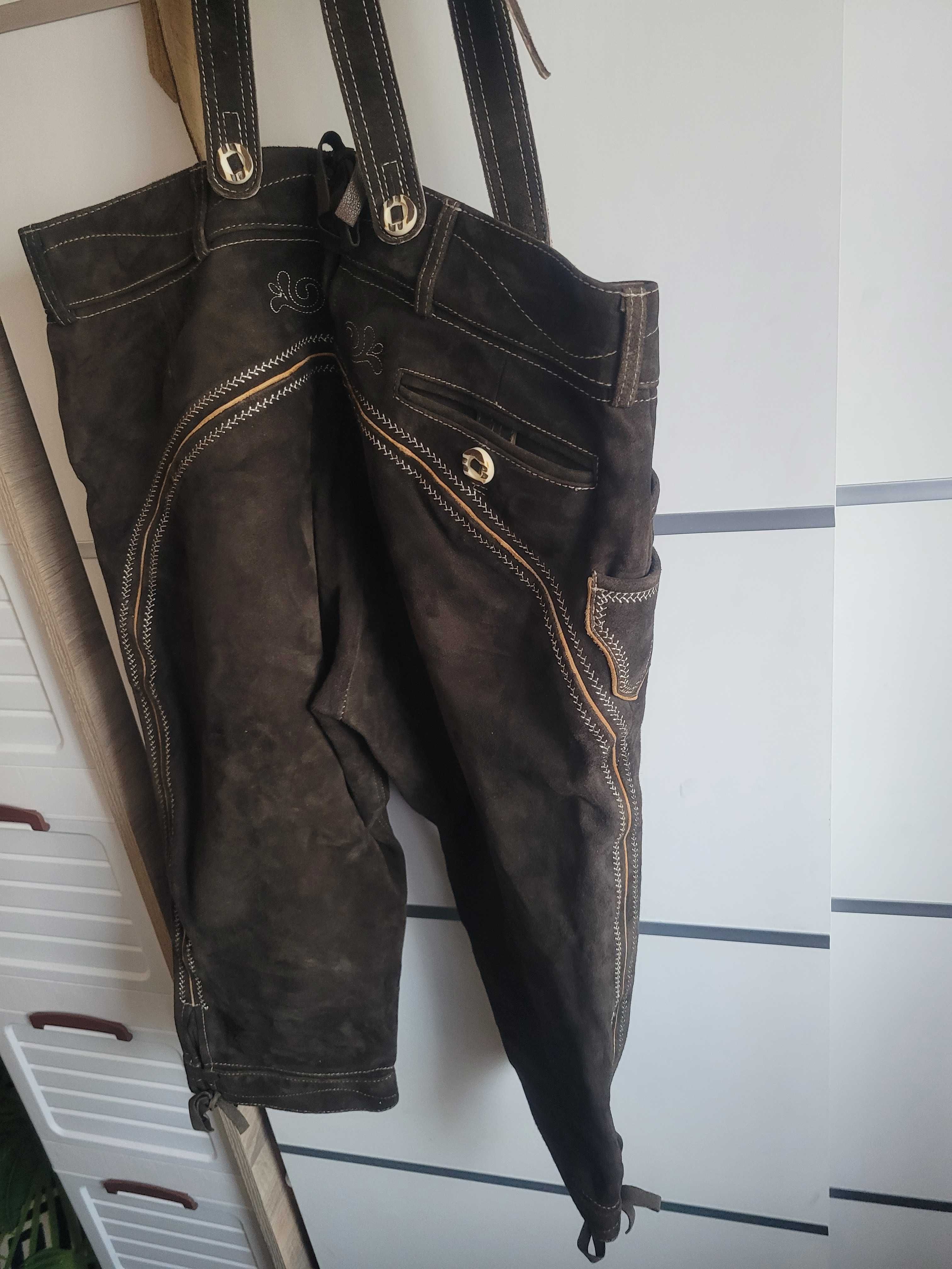 Mega skórzane spodnie w stylu bawarskim na Oktoberfest r.52