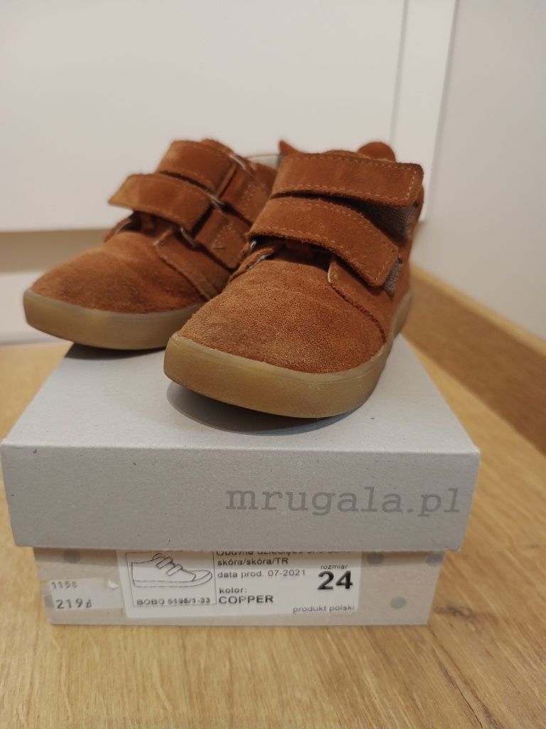 Buty Mrugała skórzane kolor rdzy