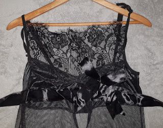 Babydoll com tanga preto, Tam. L/XL - NOVO