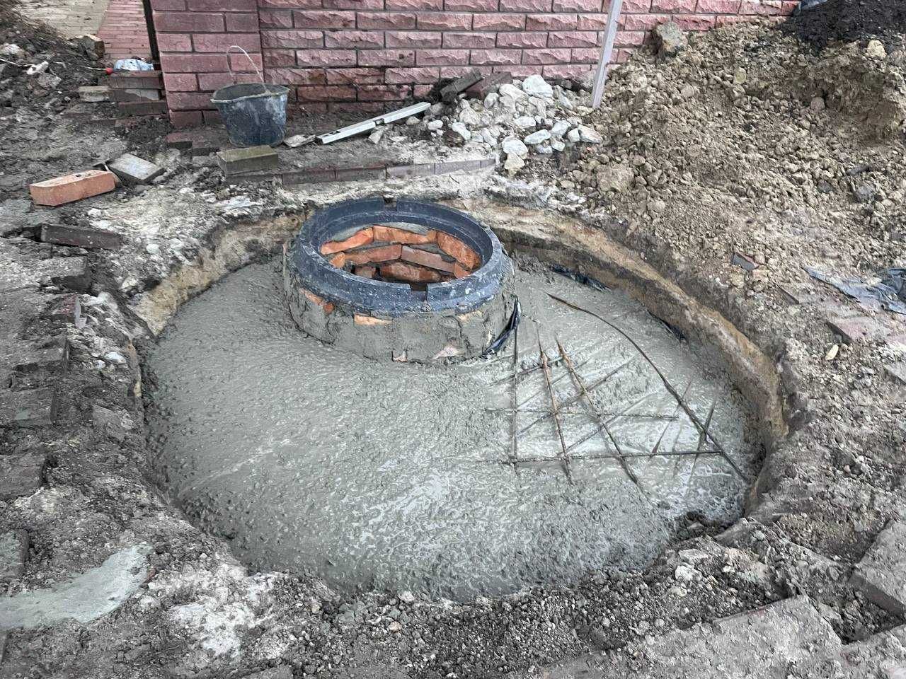 Строительство круглых сливных и переливных ям из кирпича, ремонт