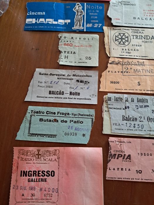 Bilhetes de cinema  antigos.
