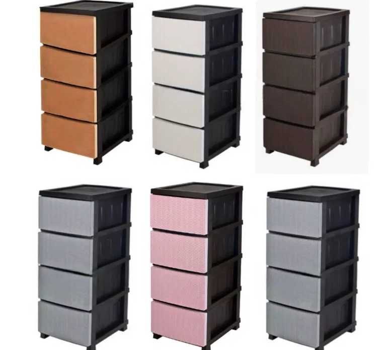 Комод пластиковий Ротанг 4 яруси 86.5х44.5х34.5 см R-Plastic