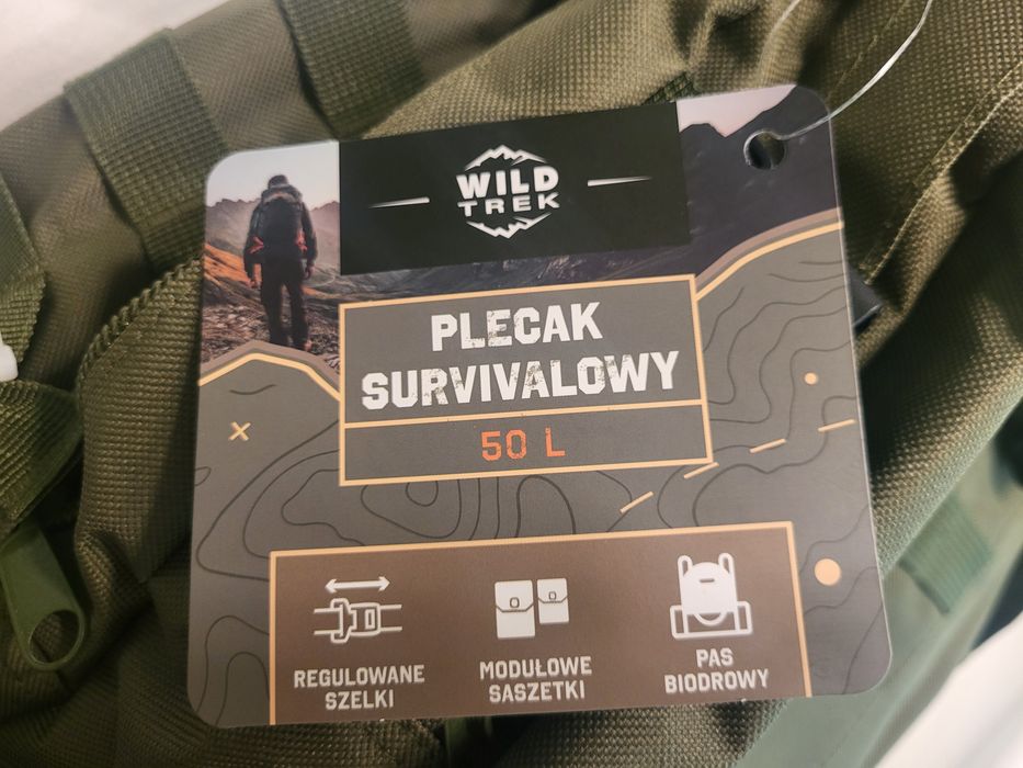 Plecak survival przetrwania 50L nowy modułowy zielony khaki
