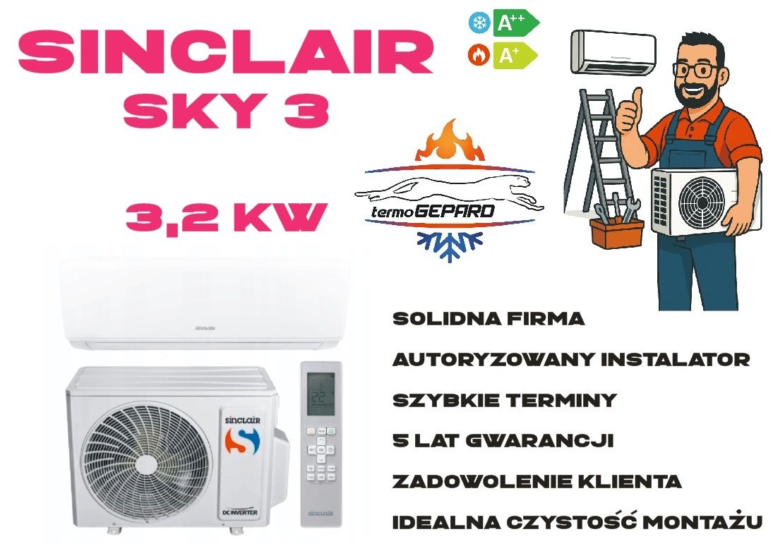 Klimatyzacja ścienna Sunclair Sky 3 z montażem