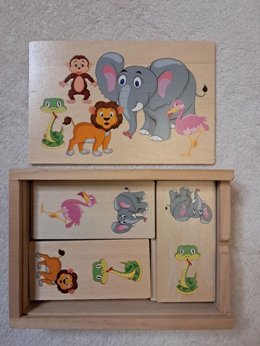 Drewniane domino obrazkowe - zwierzęta
