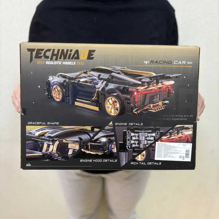 Лего Бугатті Technic машинка 1368 деталей чорний автомобіль 1:14