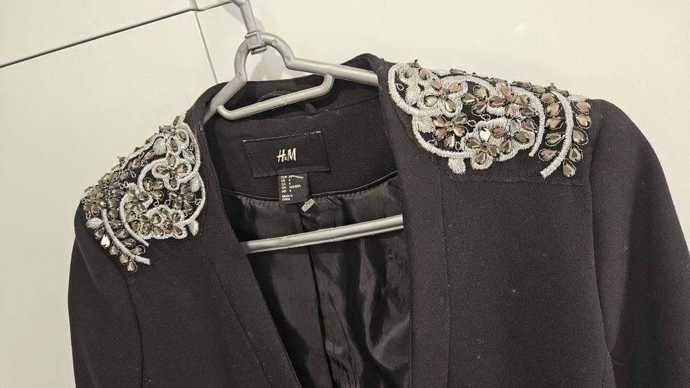 Czarny zakiet marynarka h&m 34 xs