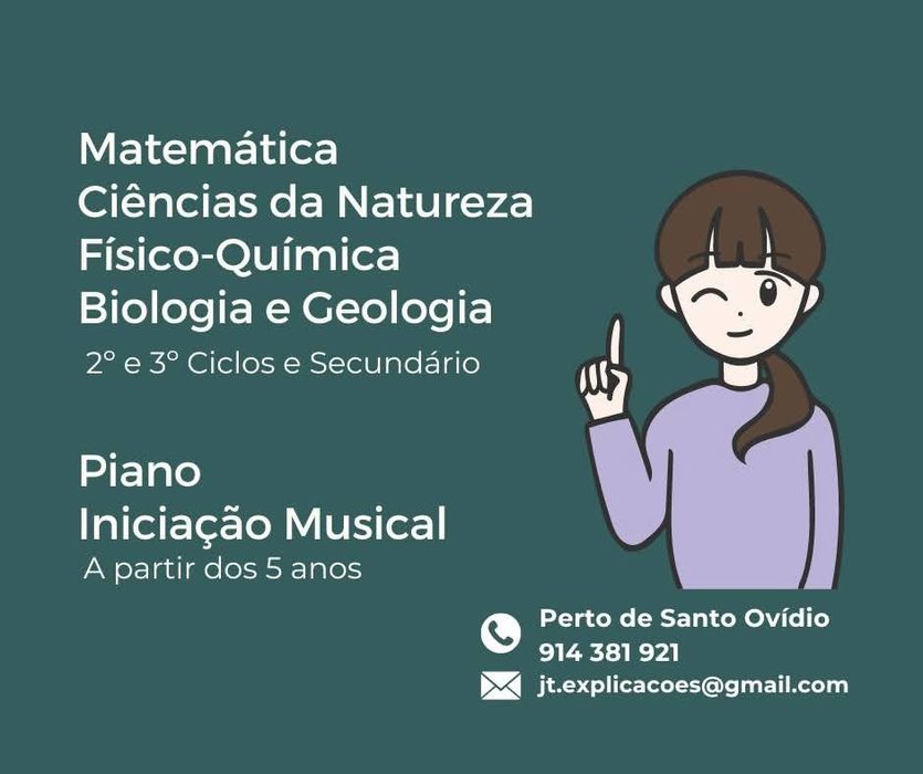 Explicações Matemática, Biologia e Geologia, Ciências, Piano