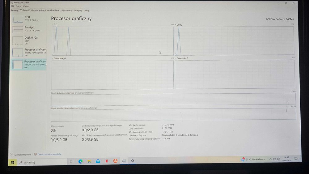 Asus F556U i5-6198DU GPU: 940MX 2GB RAM: 8GB SSD: 250GB