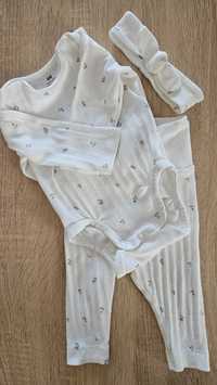 Komplet niemowlęcy body + spodnie + opaska z H&M r.62