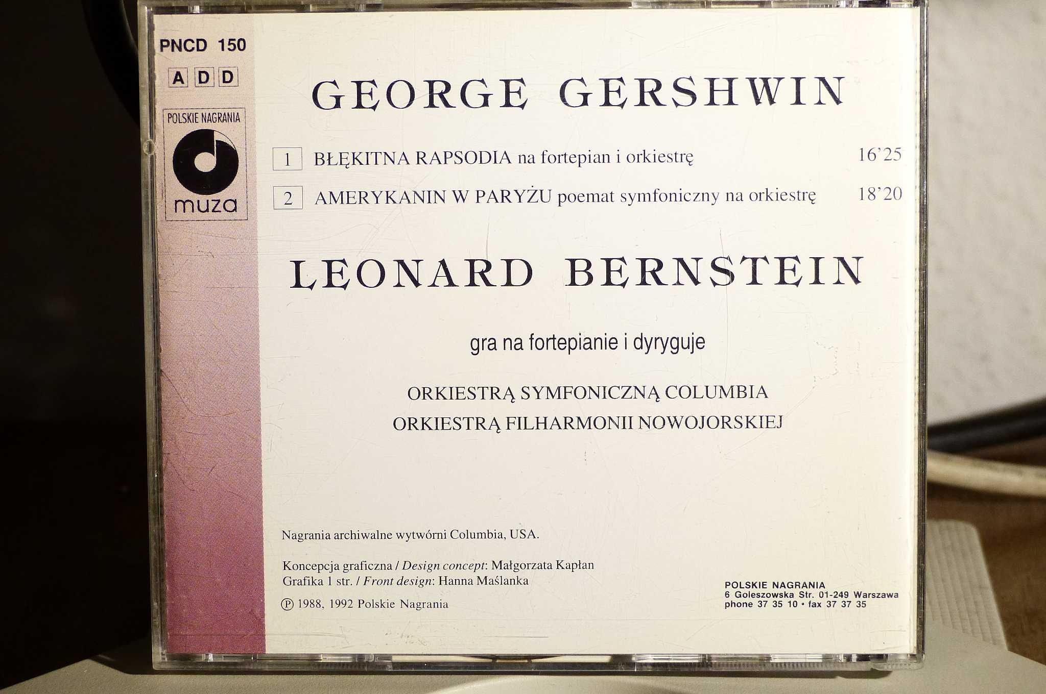 CD George Gershwin Bernstein Błękitna Rapsodia Amerykanin W Paryżu