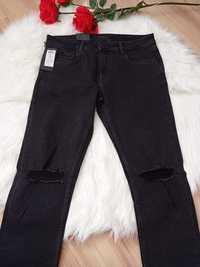 Spodnie męskie jeansowe dziury przetarcia