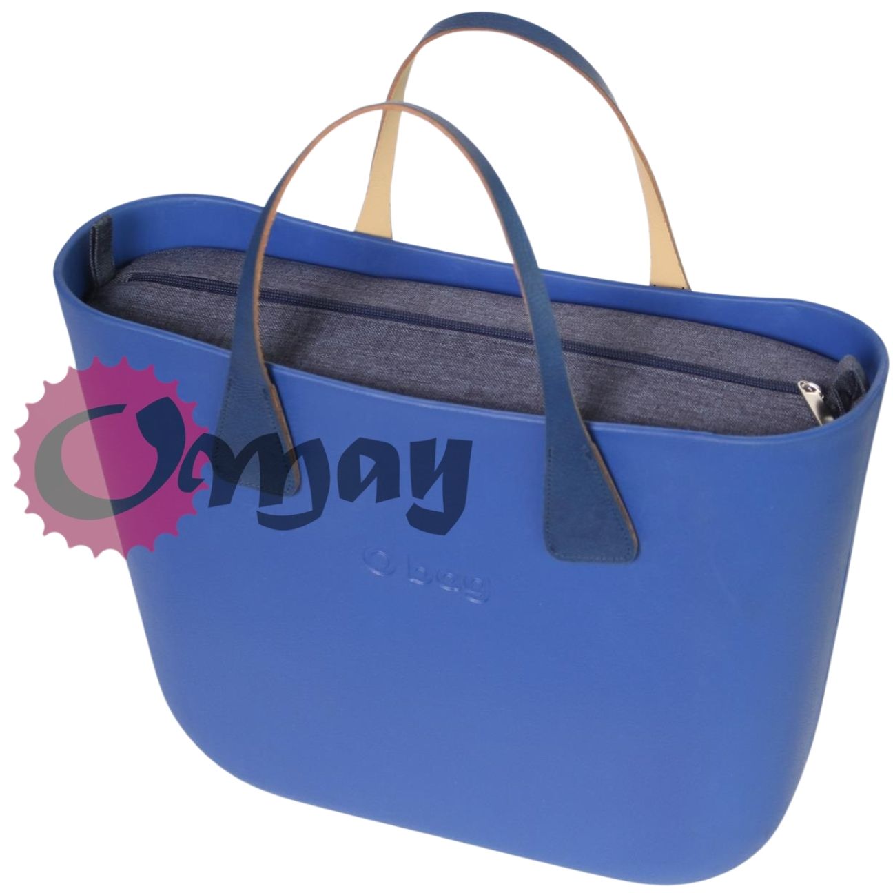 Granatowy organizer do OBAG MINI len granat 2 kieszenie wkład OMAY
