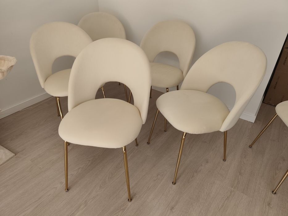 Cadeiras sala jantar veludo beje