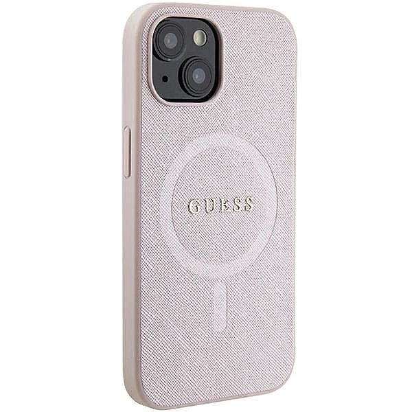 Etui Guess Saffiano MagSafe do iPhone 15 Plus - różowe