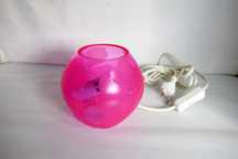 Candeeiro de mesa em vidro rosa