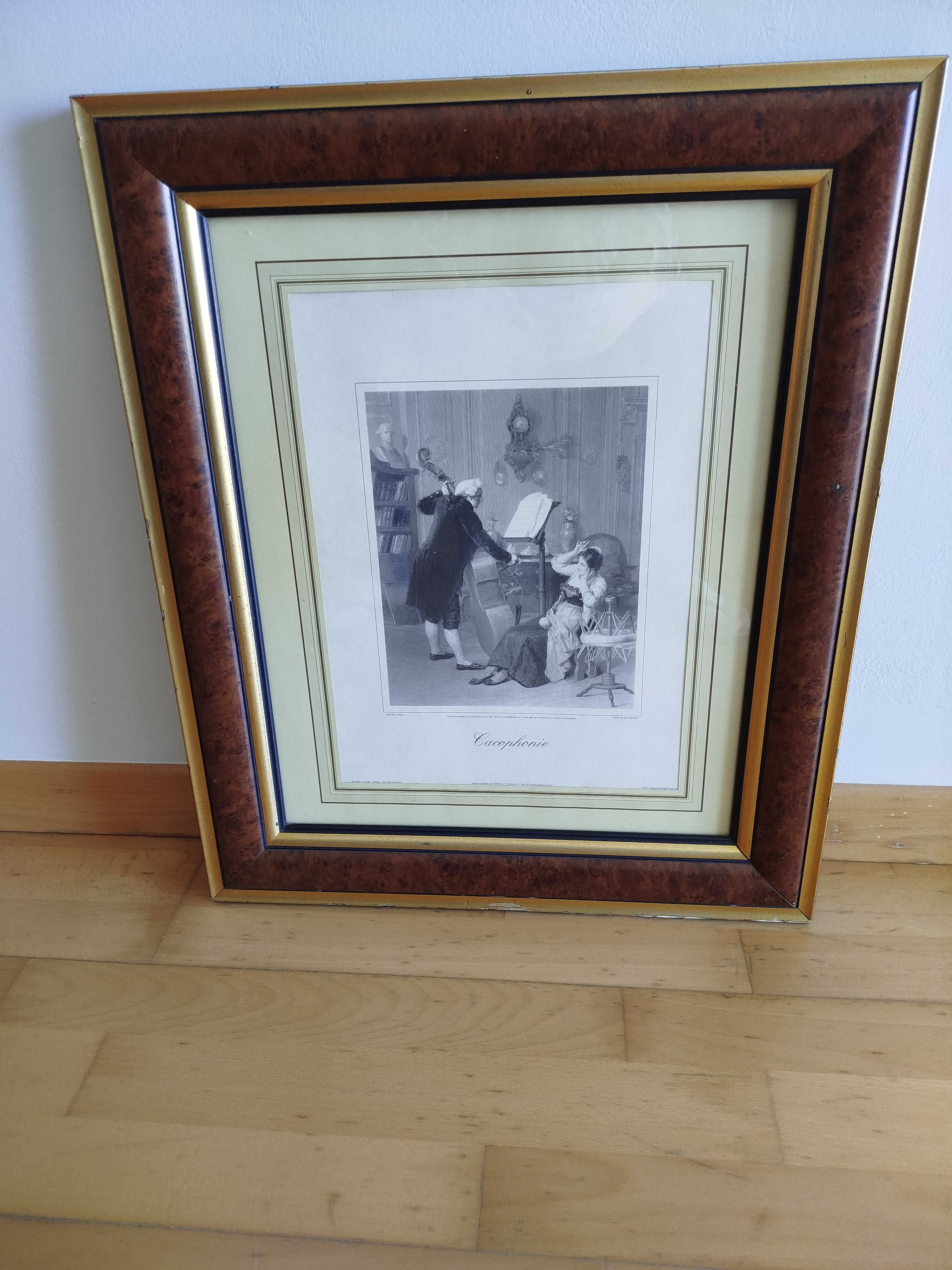 Quadro Antigo com bonita Gravura