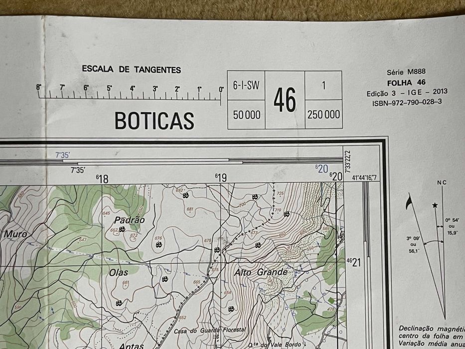 Carta militar de BOTICAS escala 1/25.000