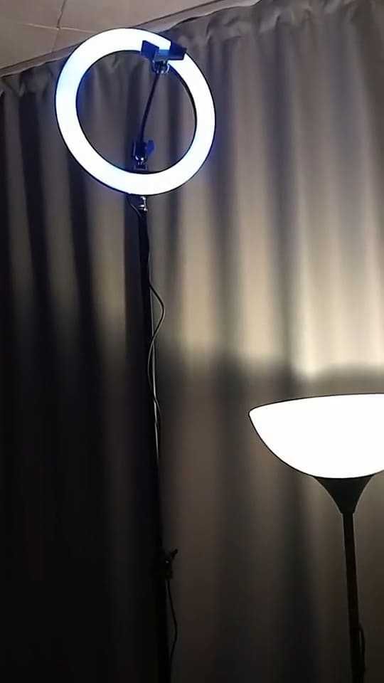 Лампа 36см кільцева RGB LED БУ штатив тримач телефону павер телефон