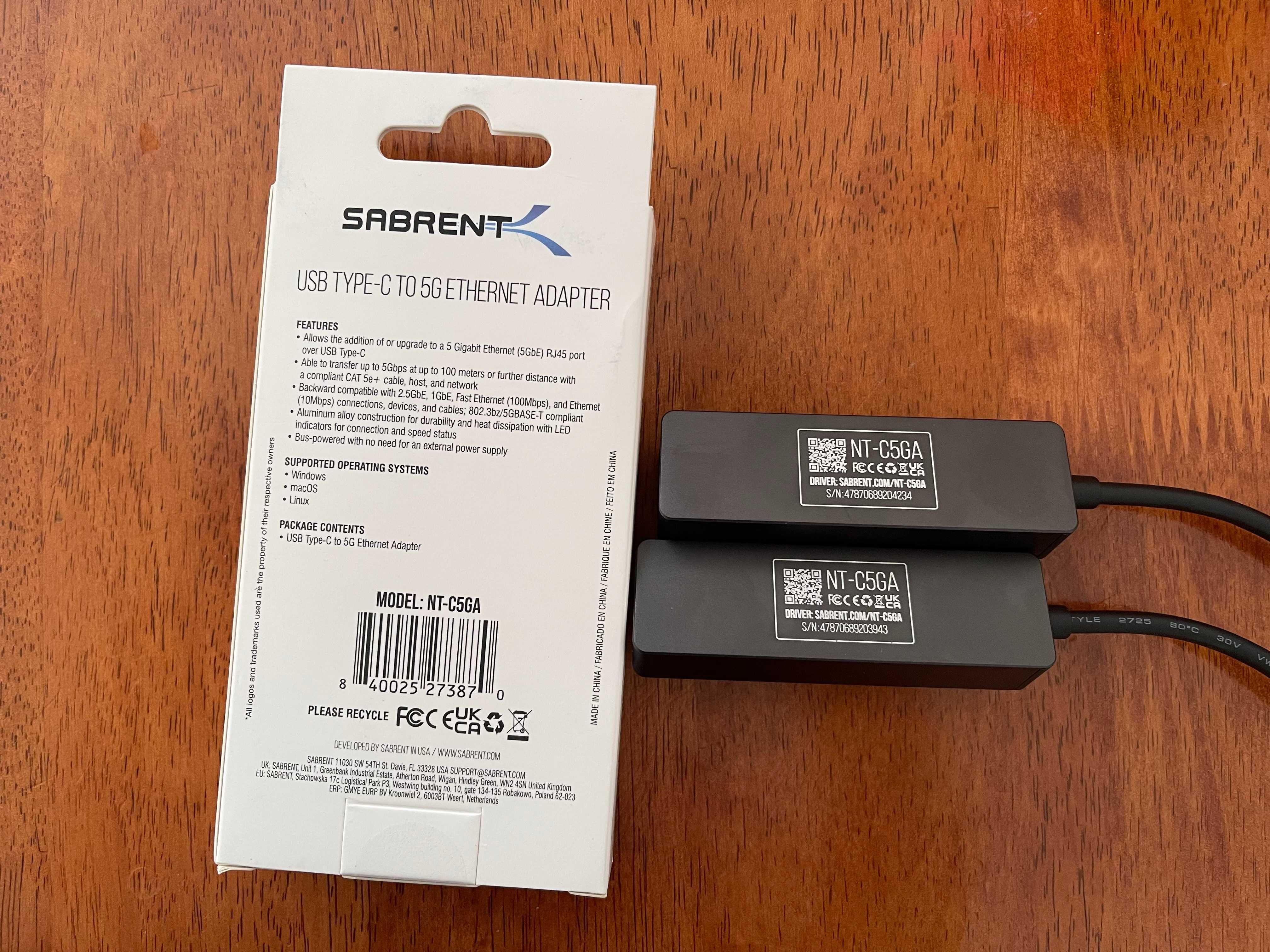 Sabrent NT-C5GA USB-C to 5G LAN adapter