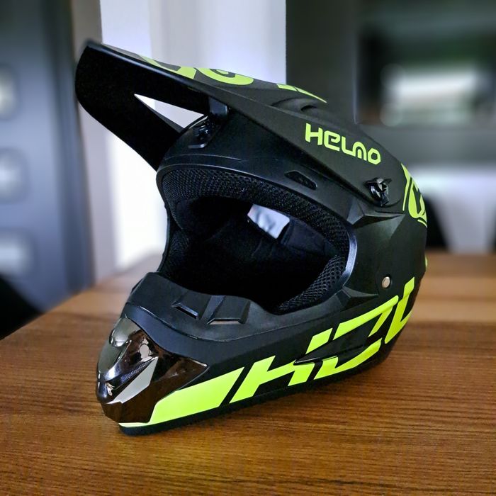 Kask Fullface Czarno-żółty matowy