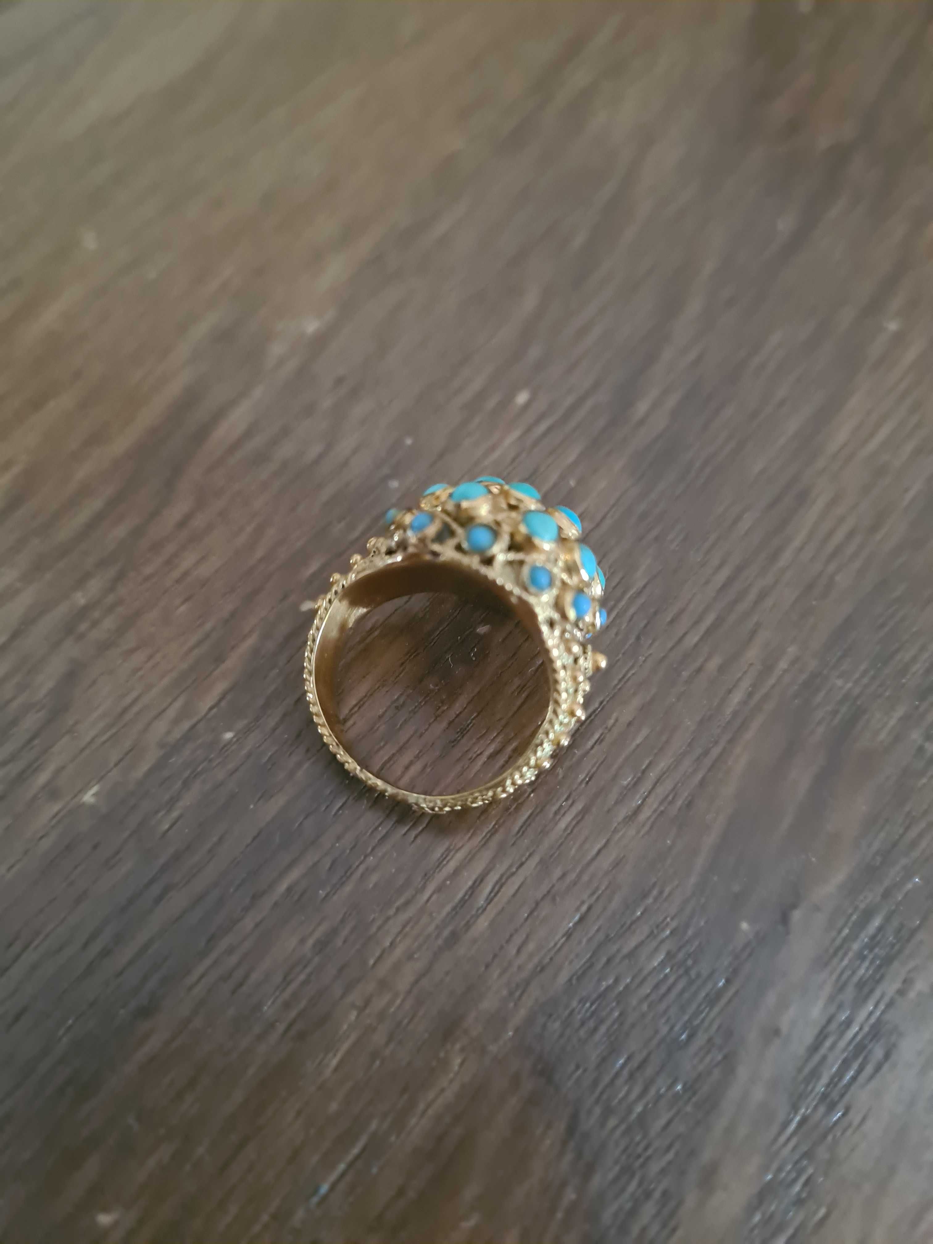 Anel OURO e turquesa