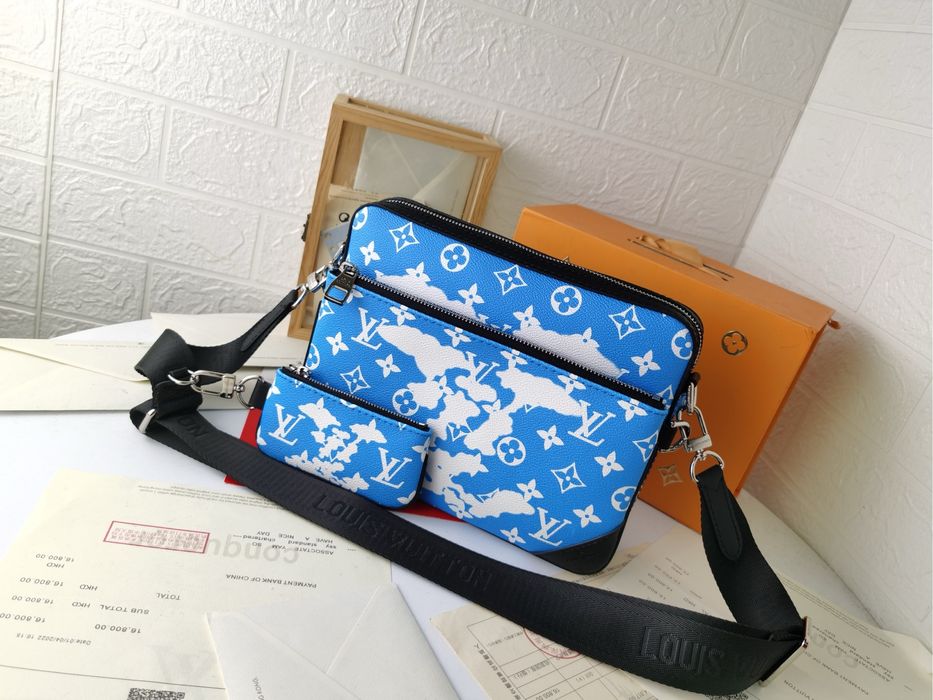 Сумка Louis Vuitton голубая синяя 3в1 3v1 мессенджер мужская