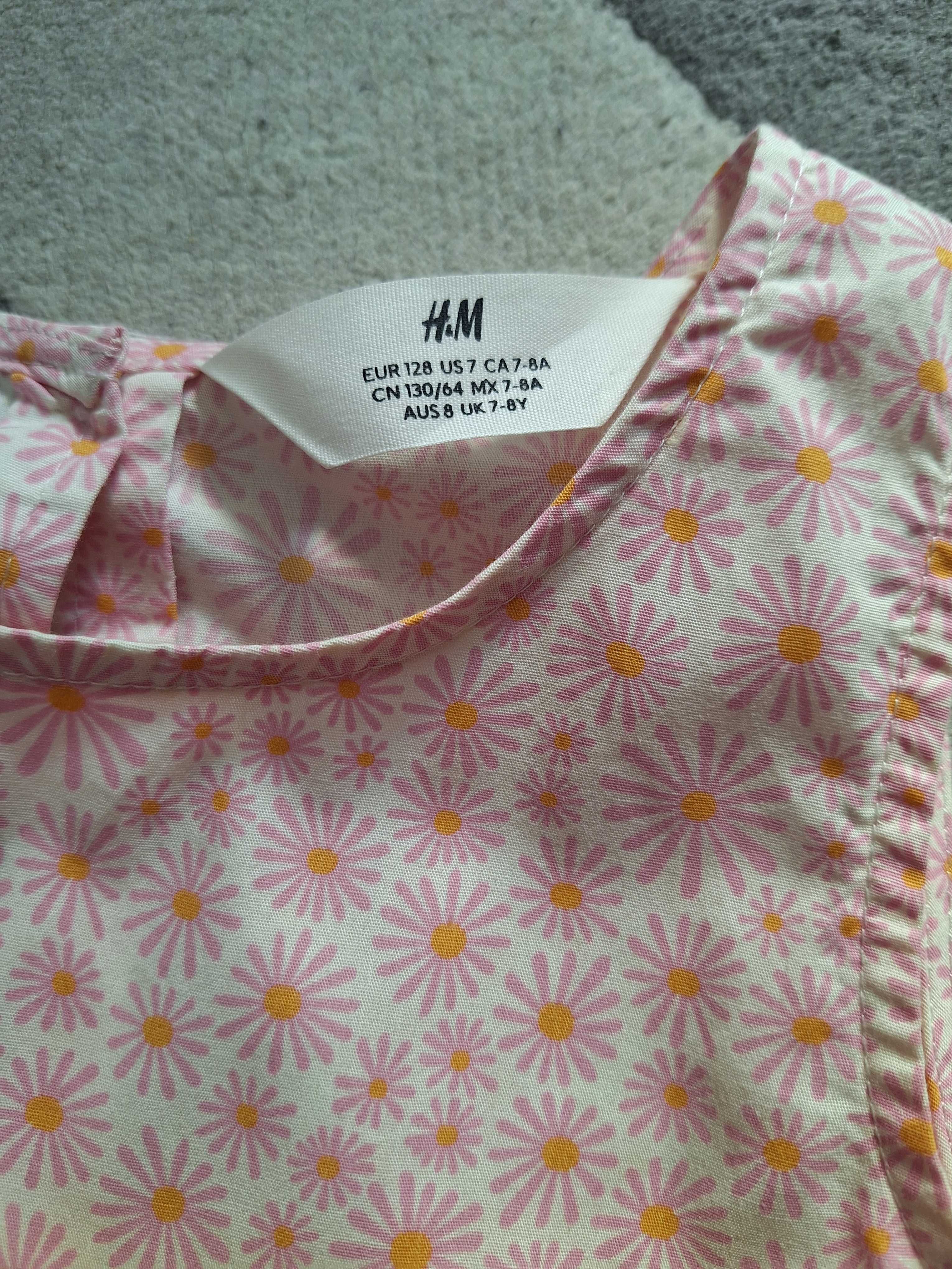 Różowa sukienka H&M roz 128, stan bdb