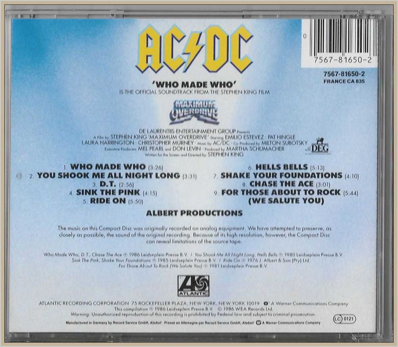 AC/DC – Who Made Who (Album, CD)