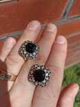 Серьги,кульчики с черным камнем,925 проба