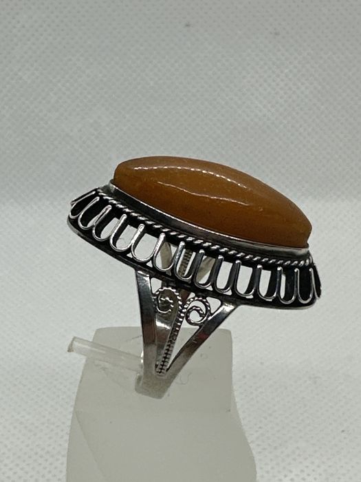 Кольцо серебро 875 каблучка срібло 876 бурштин