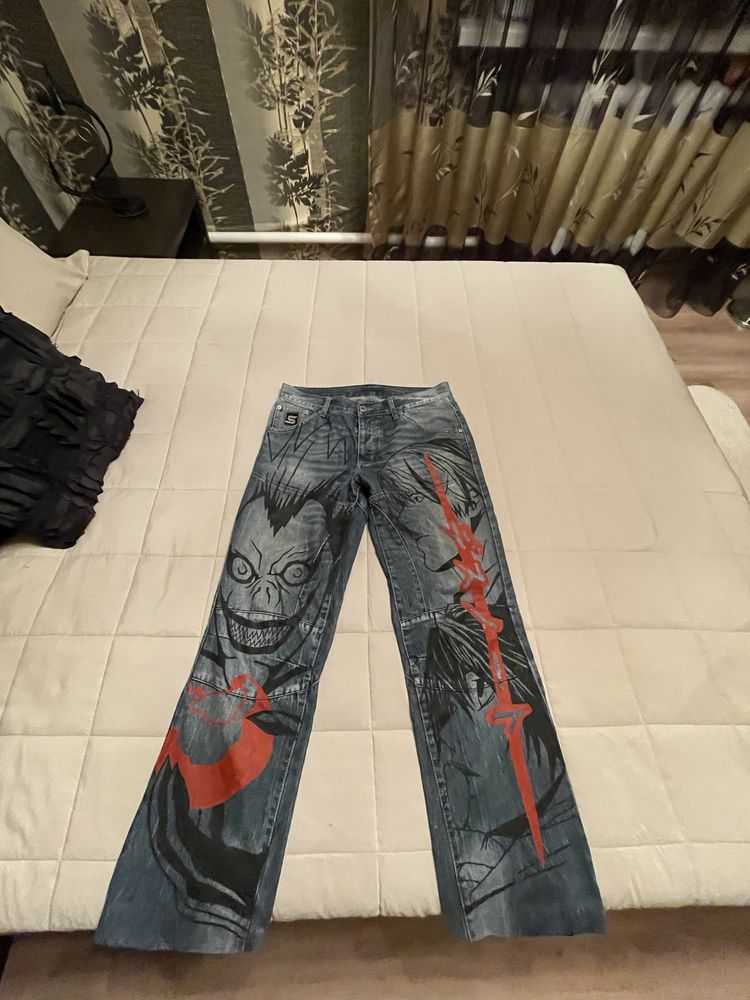 Кастомные джинсы DEATH NOTE SK8 Y2K реп