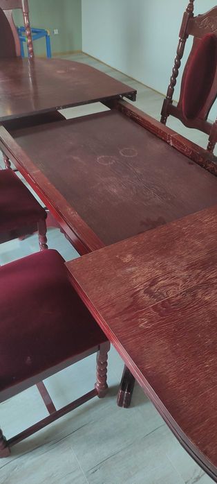 Stół drewniany rozkładany 180(240)x90 i 6 krzeseł
