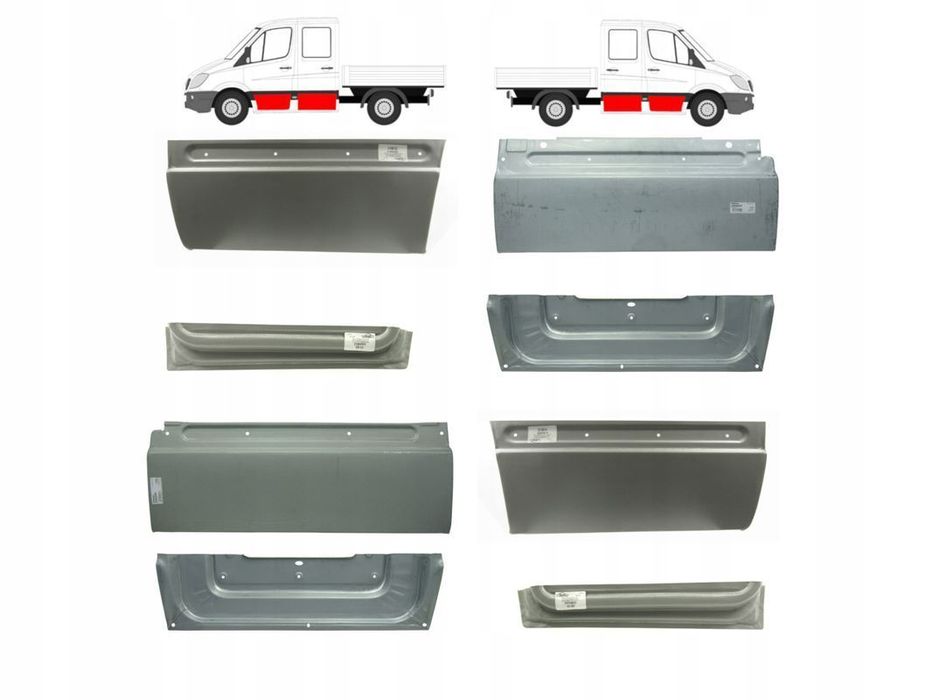 Mercedes Sprinter 06-18 Dopel / Podwójna Kabina Progi Korytka Reperaturki