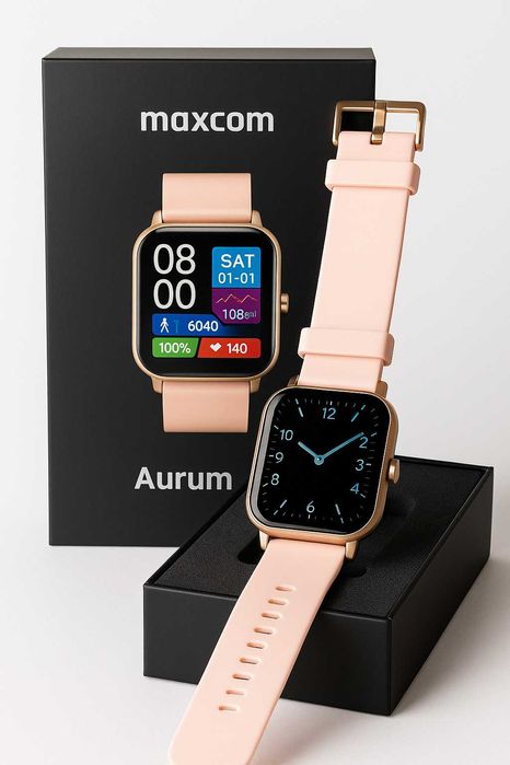 Smartwatch damski Maxcom FW36 Aurum SE – nowy, różowe złoto, prezent
