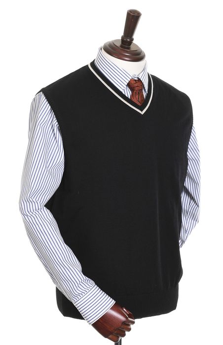 MARZ czarny pulower męski bezrękawnik kamizelka Pure New Wool L 52