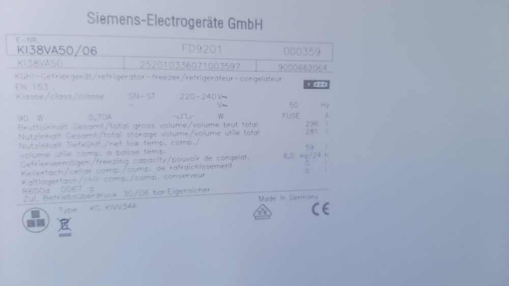 Lodówka siemens na części