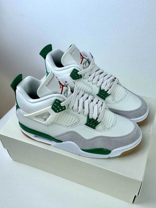 Białe Buty Jordan 4 Retro SB Pine Green Rozmiar.41