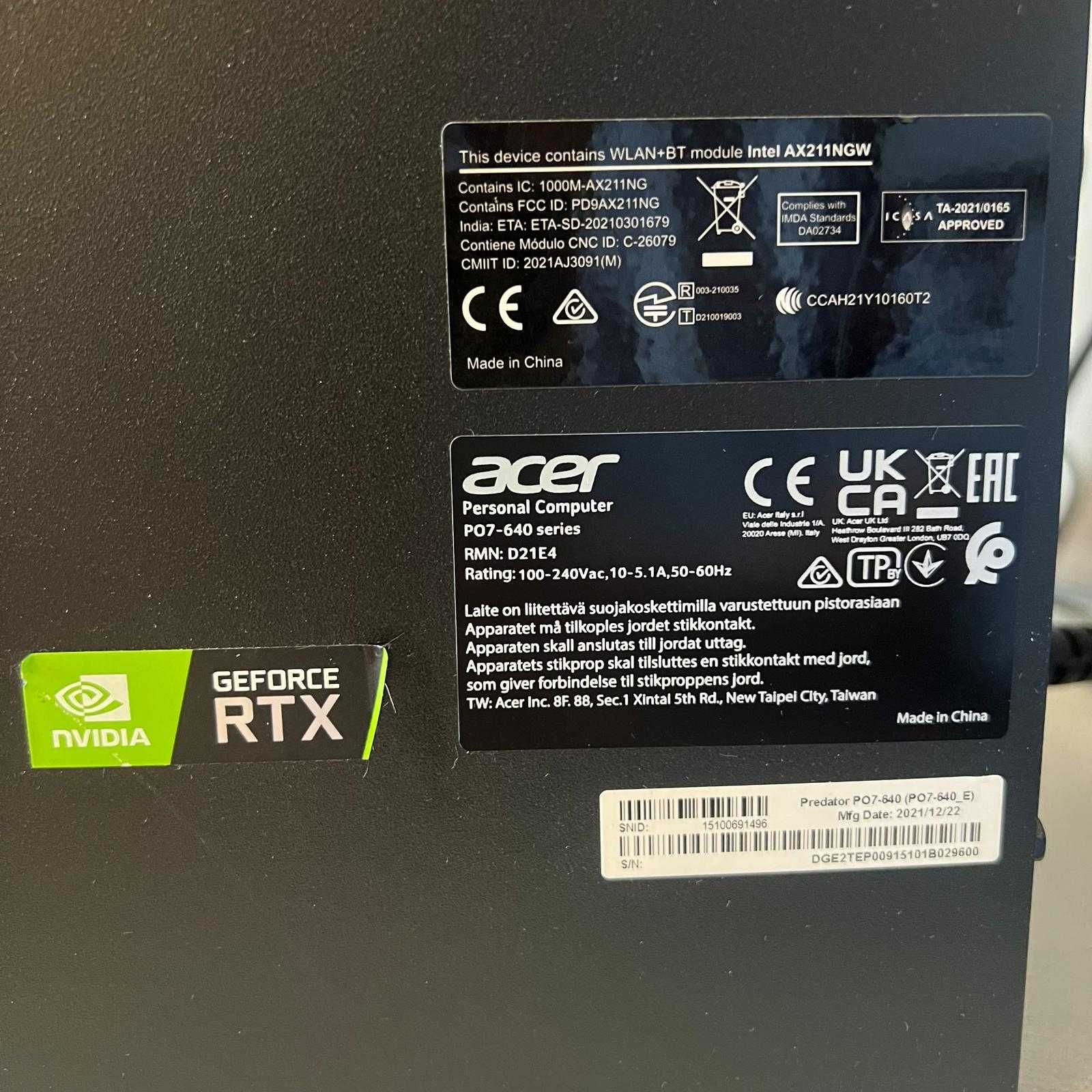 Komputer Gamingowy Acer PREDATOR ORION 7000 NVIDIA RTX 3090 (24 GB)